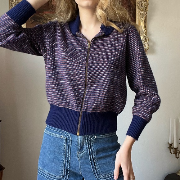 1970’s striped zip up jacket sweater by Charlie’s Girls - Picture 4 of 5
